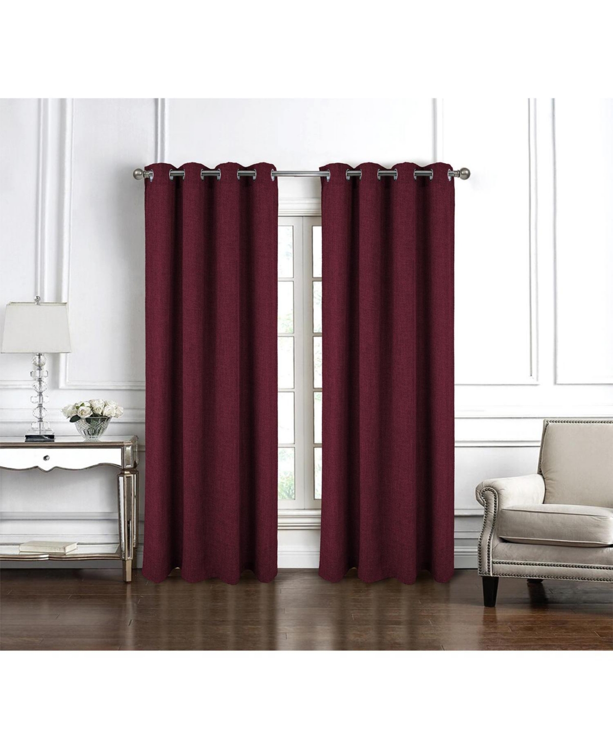Rt Delmar 2-Pack Grommet Curtain Panels, 54"x84", Burgundy