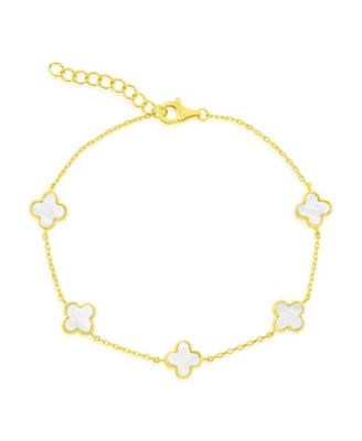 Sterling Silver, Mother of Pearl Clover Bracelet