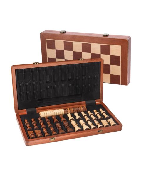 Детская настольная игра GSE Games & Sports Expert 2-in-1 Wooden Folding Chess and Checkers Board Game, от 6 лет