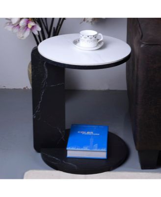  Set of 2 Round Nesting Coffee Tables with Sintered Stone Top