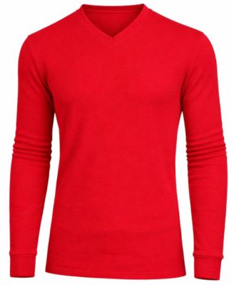 Men's Long-Sleeve Waffle-Knit V-Neck Thermal T-Shirt