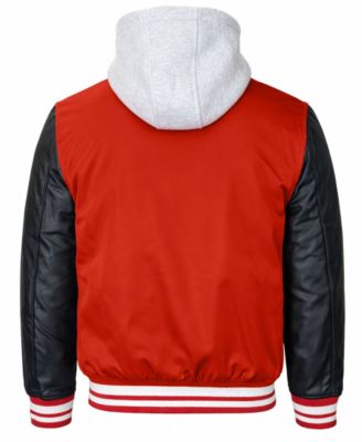 Men's Ribbed Collar Hooded Varsity Jacket