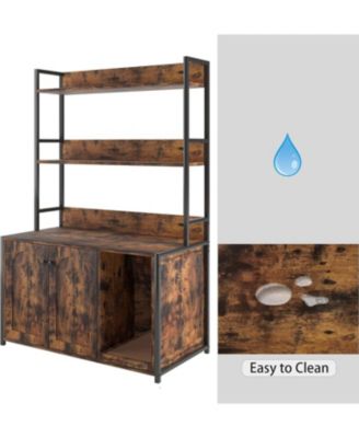 Litter Box Enclosure with 2 Storage Shelves