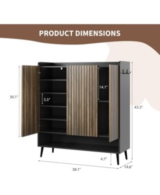 Shoe Cabinet, Large Shoe Cabinet with 3 Doors, Adjustable Shelves, Shoe Organizer with Doors for Hallway, Entryway, Living