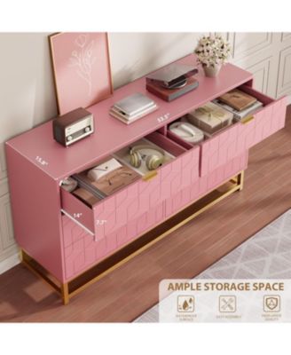 Dresser for Bedroom, 53.5" Large Dresser Organizer, 6 Drawer with Golden Metal Handle and Legs, Modern Chest of Drawers