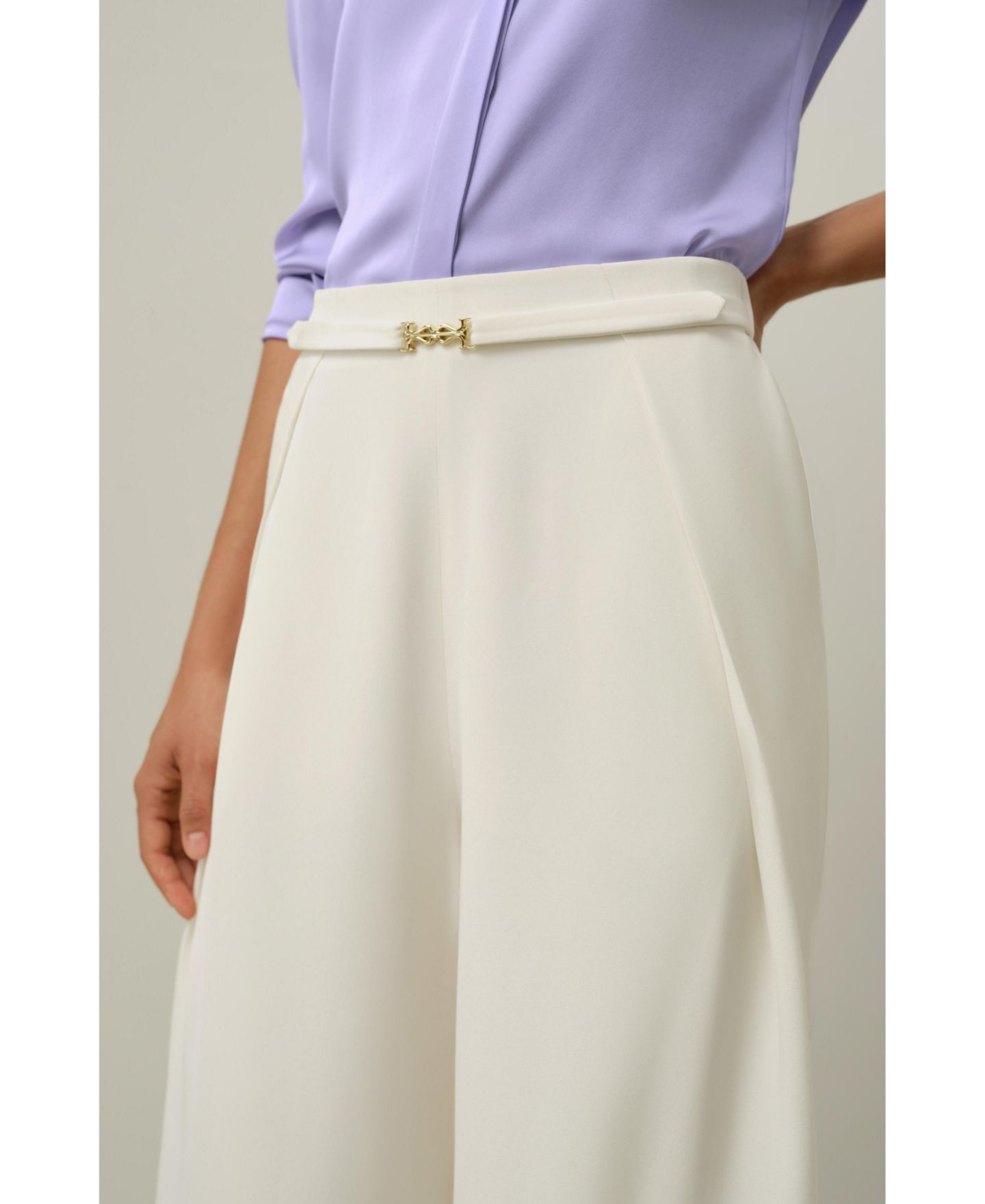 Женские брюки LILYSILK Heavy-Weight Silk Crepe Wide-Leg, цвет: Натуральный белый — фото 5