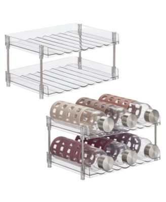 Free-Stand Stackable 2-Tier Water Bottle Holder, 2 Pack, Clear/Polished