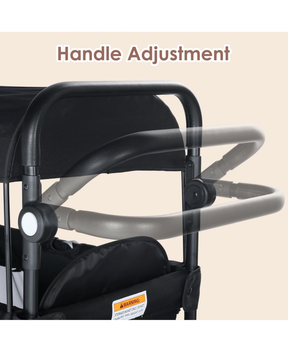 Kinder King Wagon Stroller for Two Kids with Adjustable Handle, All-Terrain Wheels, Tray and Storage, Grey