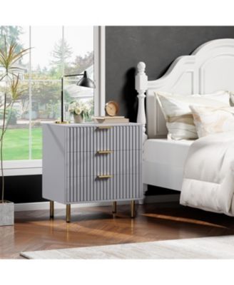 Fluted 3 Drawer Dresser for Bedroom, Modern Nightstand with Deep Drawers