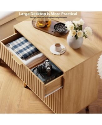 Fluted 3 Drawer Dresser for Bedroom, Modern Nightstand with Deep Drawers