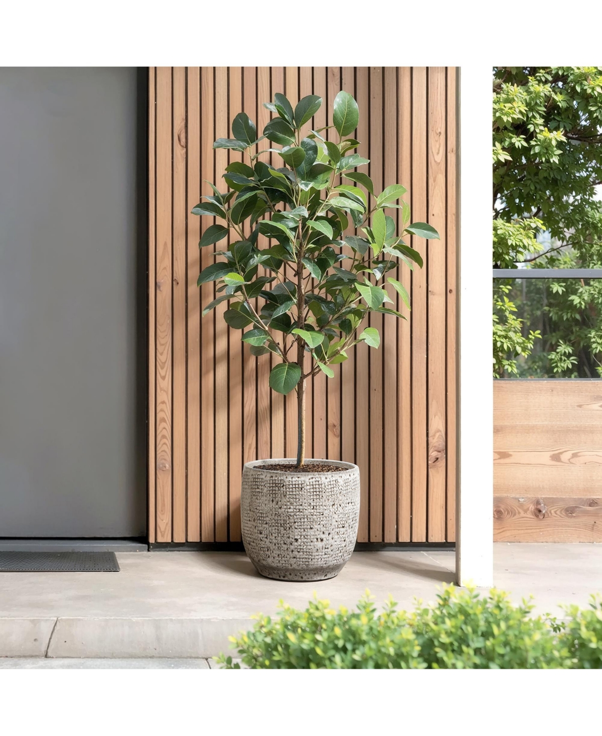 LuxenHome Stone Speckle Textured Ceramic Planter