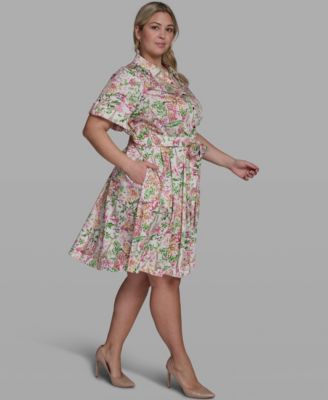 Plus Size Printed Collared Dress