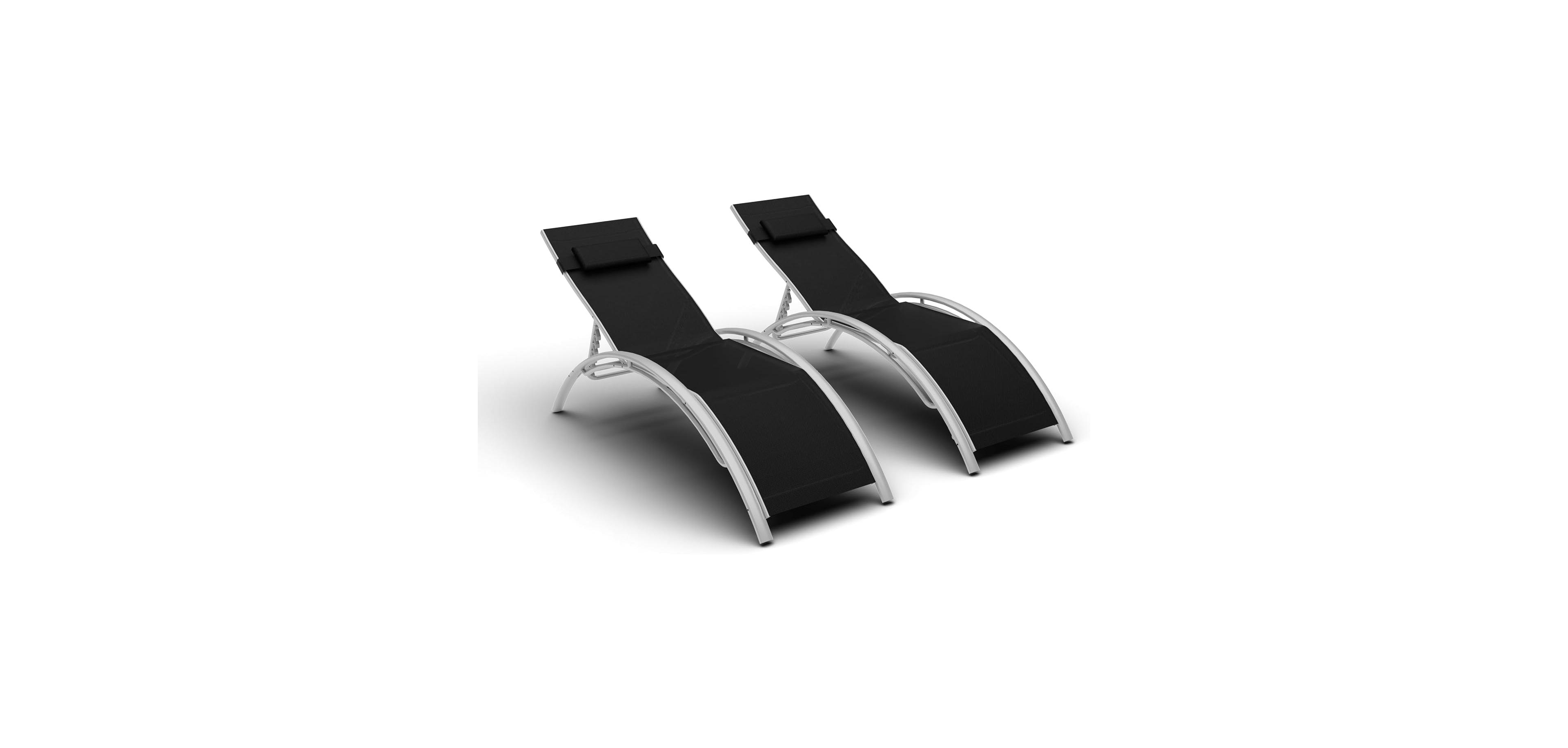 gaomon Couple of Heavy-Duty Patio Chaise Lounge Chairs - Adjustable Aluminum Frame - Perfect Addition to Any Outdoor Space