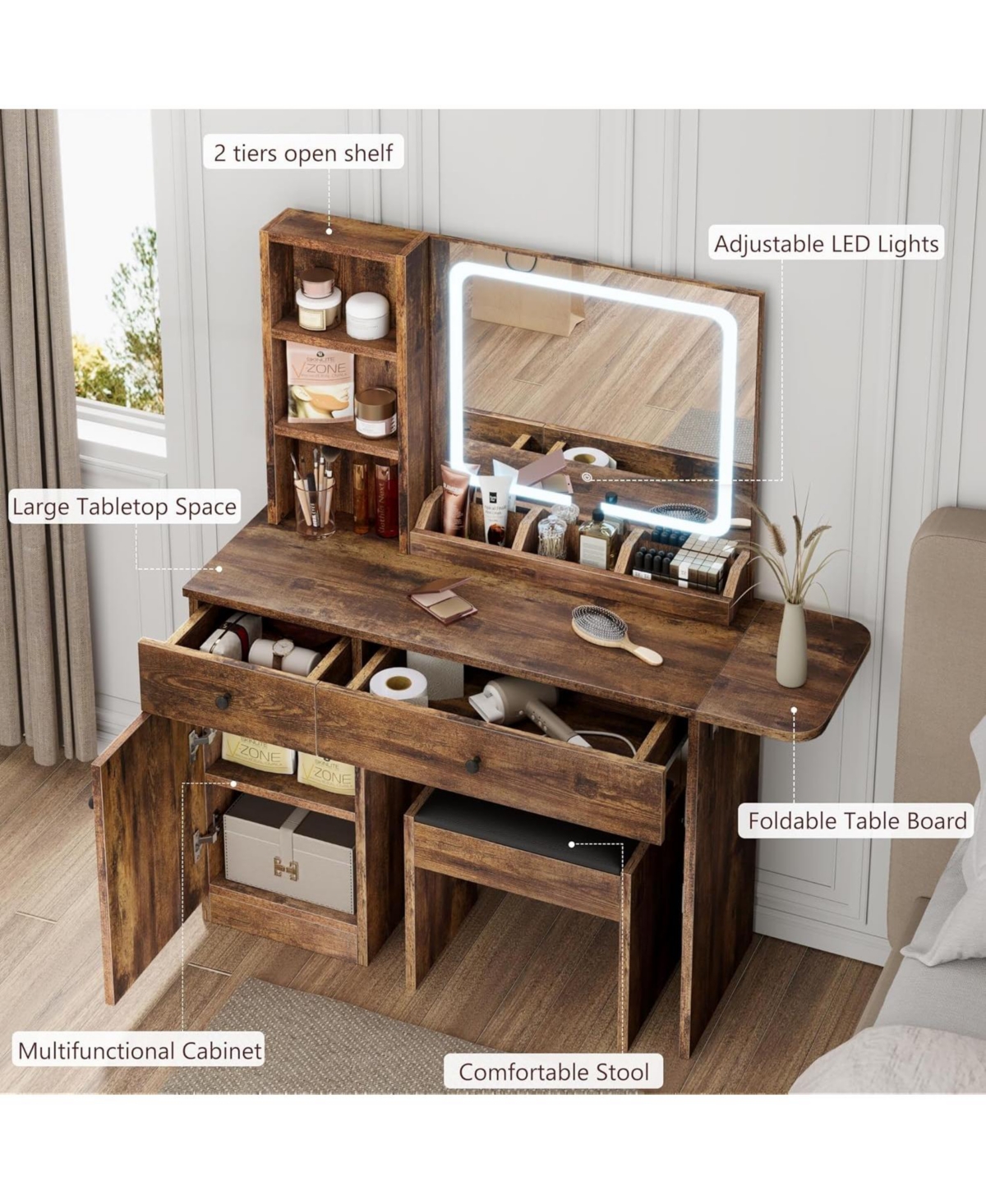 Gaomon Makeup Vanity Desk Mirror and Lights