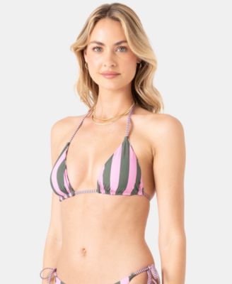 Juniors' Stripe Out Reversible Tiki Triangle Top