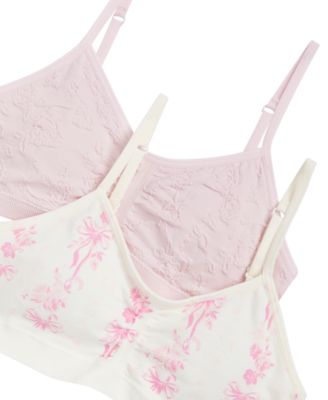 Girls' 6-16 Seamless Ruched Crop Bras, 2-Pack