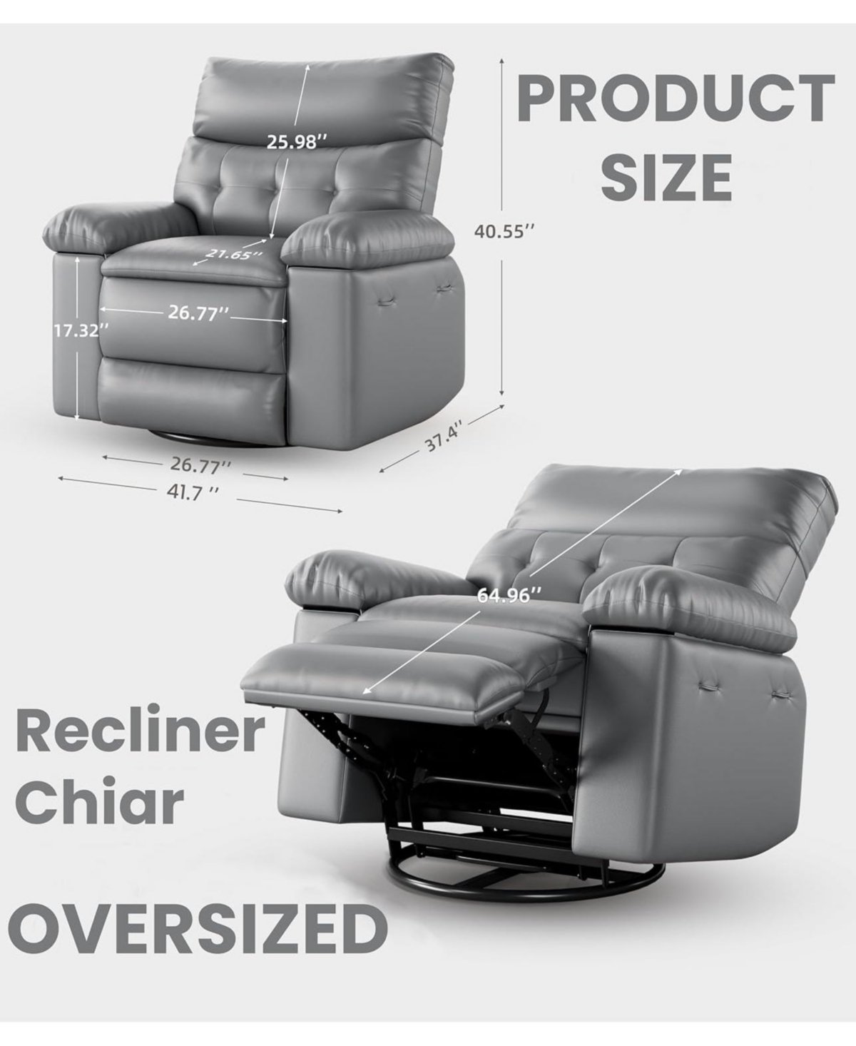gaomon 27'' Oversized Massage Recliner Chair for Adults, Lounge with Vibrating and Heating