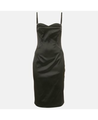 Pre-Owned D&g Womens Black Satin Strappy Sheath Dress