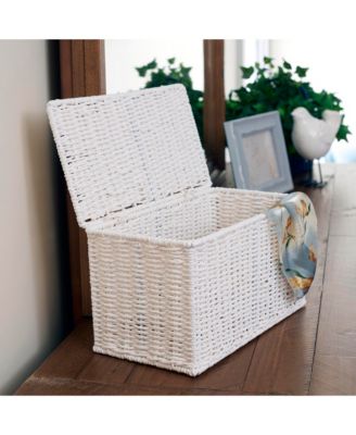 Small Wicker Basket with Lid, Multipurpose Storage Basket