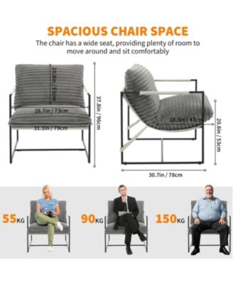 Modern Plush Sling Accent Chair, Shredded Foam Upholstery & Sturdy Metal Frame, Comfy Lounge Chair for Home