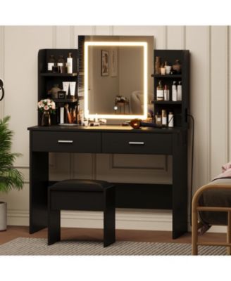 Vanity Desk with Lighted Mirror – Makeup Vanity Set