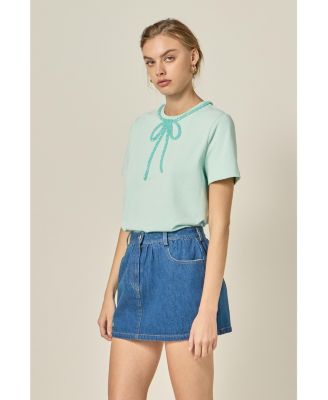 Women's Beaded Bow T-Shirt