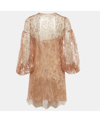 Womens Rose Gold Lace Mini Dress