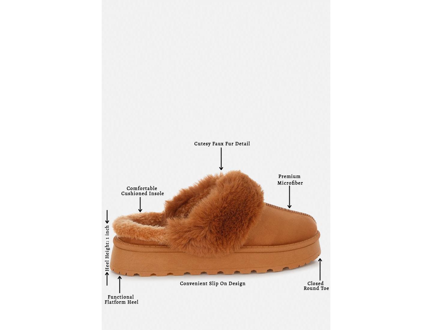 Женские балетки London Rag Portho Faux Fur Slip Flat, цвет: Бежевый / Хаки — фото 6