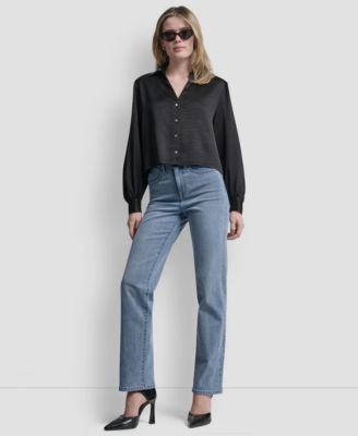 Women's Studded Collar Y-Neck Shirt