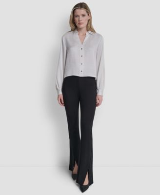 Women's Studded Collar V-Neck Shirt