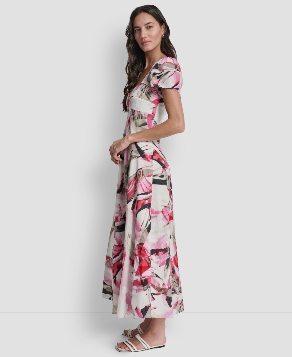 Dkny Women's Printed V-Neck Midi Dress