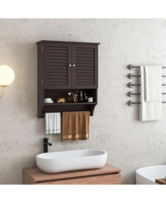 2-Door Wall Mounted Bathroom Medicine Cabinet with Towel Bar