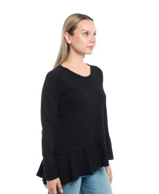 Women's Raglan Long Sleeve Asymmetric Peplum