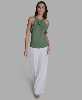 Women's Halter Neck Ruffle Tank Top