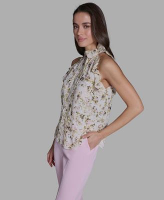 Women's Printed Tie-Neck Halter Blouse