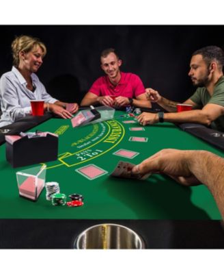 Texas Hold'em Poker Layout Felt with Instructions, Las Vegas Style Poker Game Tabletop Mat