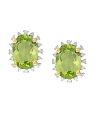 Blue Topaz ( 2-3/4 ct. t.w.) & Diamond (1/10 ct. t.w.) Stud Earrings in 10k Yellow Gold (Also Available in Amethyst, Peridot, Garnet, Citrine)