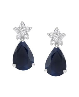 Sapphire (1-3/4 ct. t.w.) & Diamond (1/10 ct. t.w.) Drop Earrings in 10k Yellow Gold (Also Available in Emerald, Ruby)