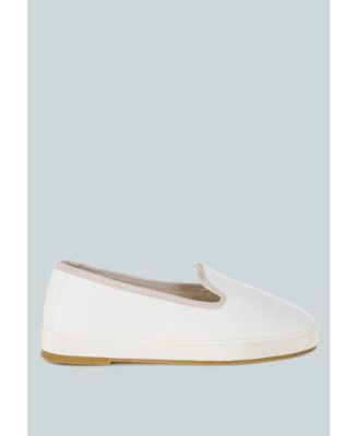 Womens Moshka Round Toe Canvas Slip-On Loafers