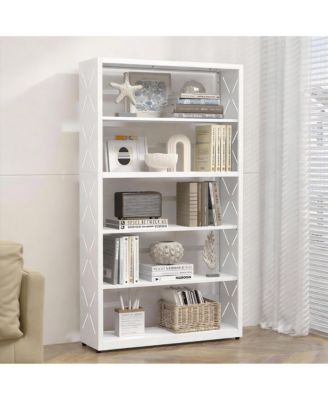 5-Tier Metal Bookcase with Adjustable Shelves for Living Room, Study, Kitchen