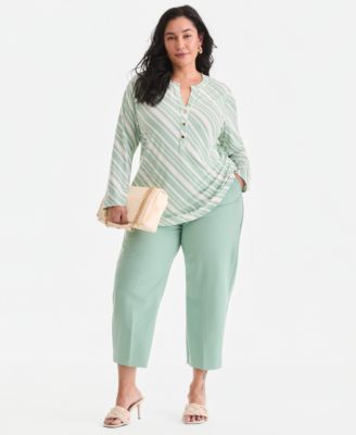 Plus Size Split-Neck Top