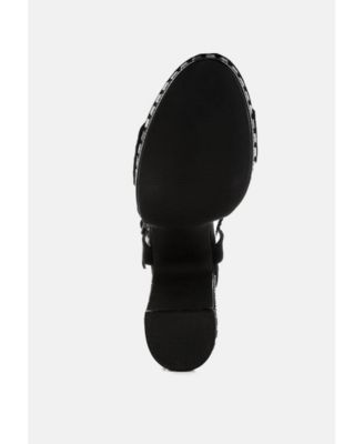 Womens Starlet Rhinestones Embellished Ankle Strap Heels