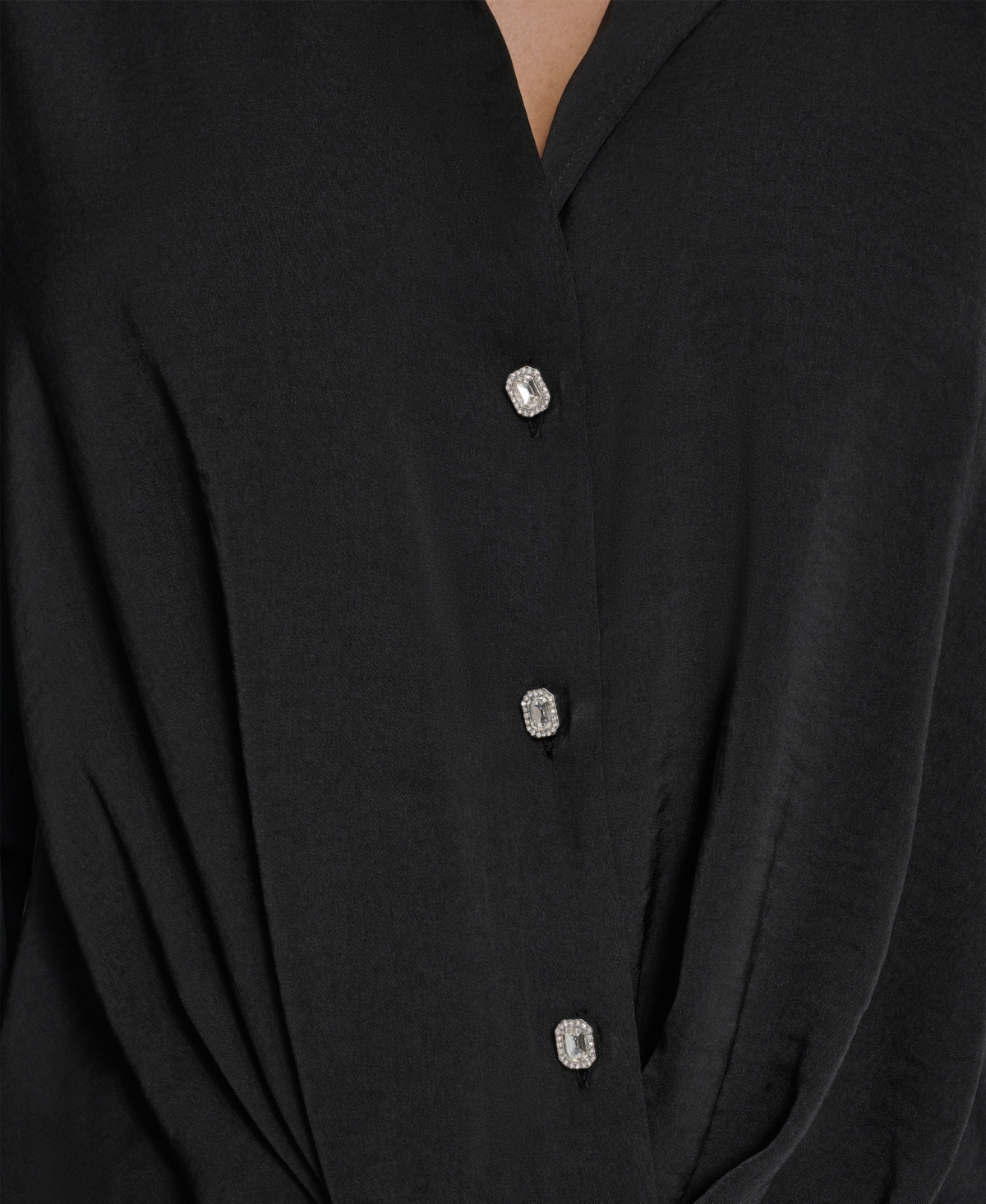 Dkny Jeans Women's Long-Sleeve Rhinestone Button Front Shirt