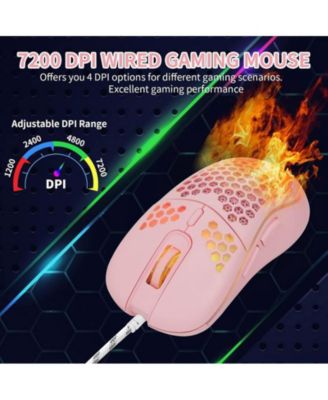 Honeycomb Wired Gaming Mouse - 7200 Adjustable DPI, Ergonomic Lightweight Honeycomb Design for PC/Mac Gamers | Perfect for Competitive Gaming
