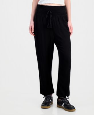 Juniors' Smocked Jogger Pants