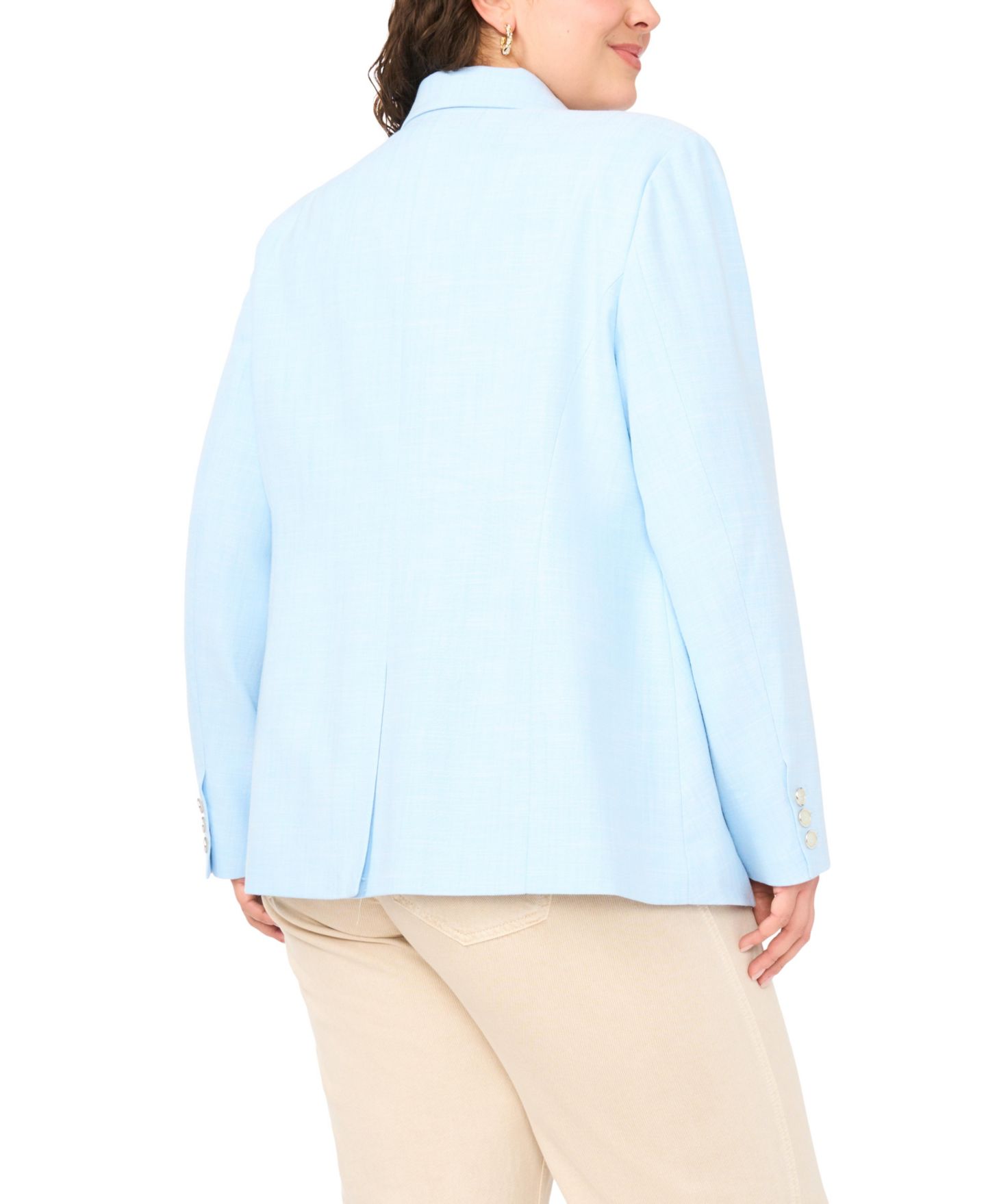 Женский пиджак Vince Camuto Plus Size Double Breasted Flap Pocket Blazer, цвет: Небесно-голубой — фото 4