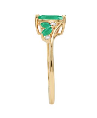 Ruby (7/8 ct. t.w.) and Diamond (1/10 ct. t.w.) Ring in 14k Yellow Gold (Also Available in Sapphire and Emerald)