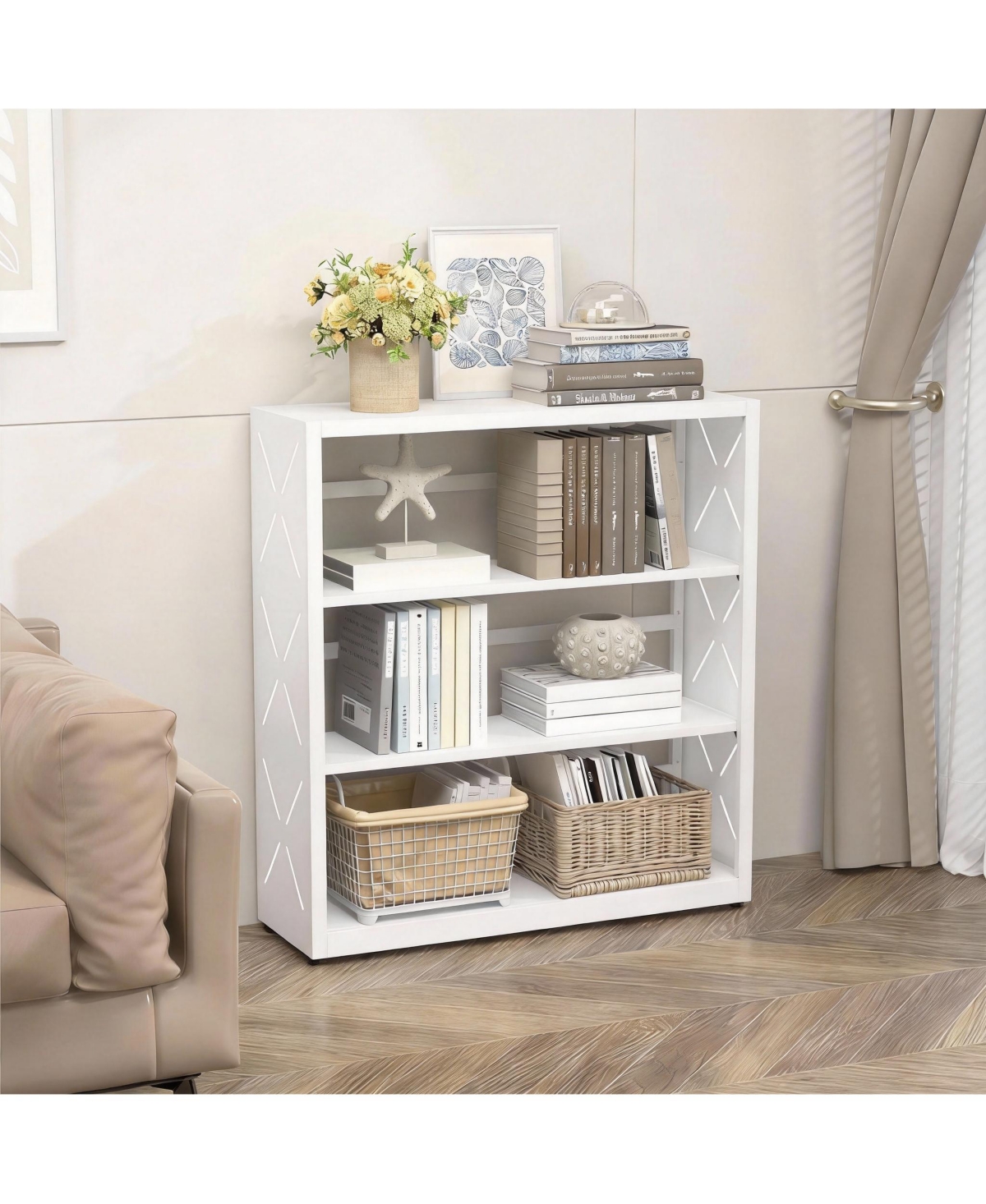 Yigii 31"W 3-Tier Metal Bookcase with Adjustable Shelves for Home Office