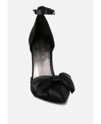 DINGLES Womens Bow Embellished Satin Stiletto Sandals