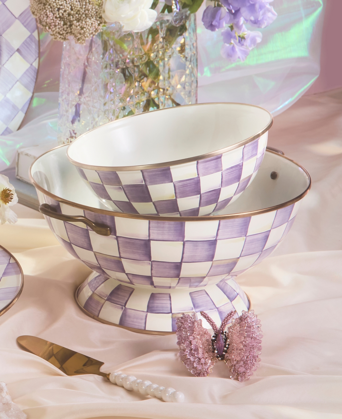 MacKenzie-Childs Violet Check Everything Bowl